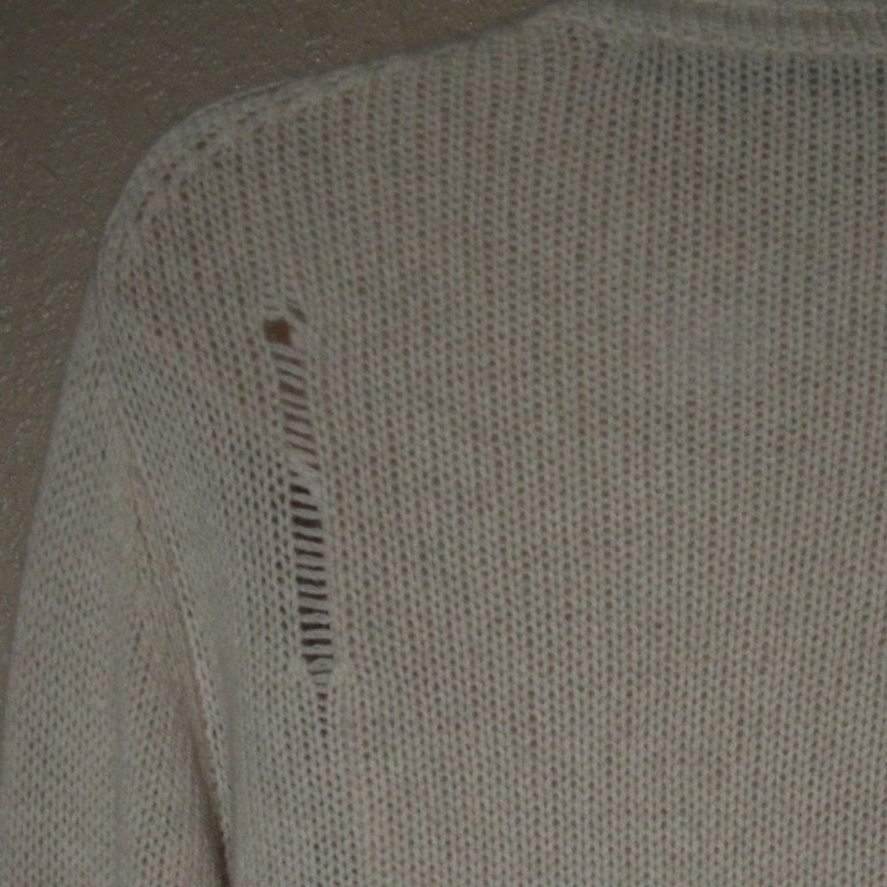Sz 0 XS/S Raquel Allegra Beige Cashmere Distressed Oversized Sweater - Picture 8 of 8